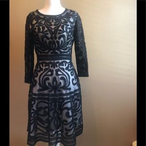 Hand made black lace net overlay dress